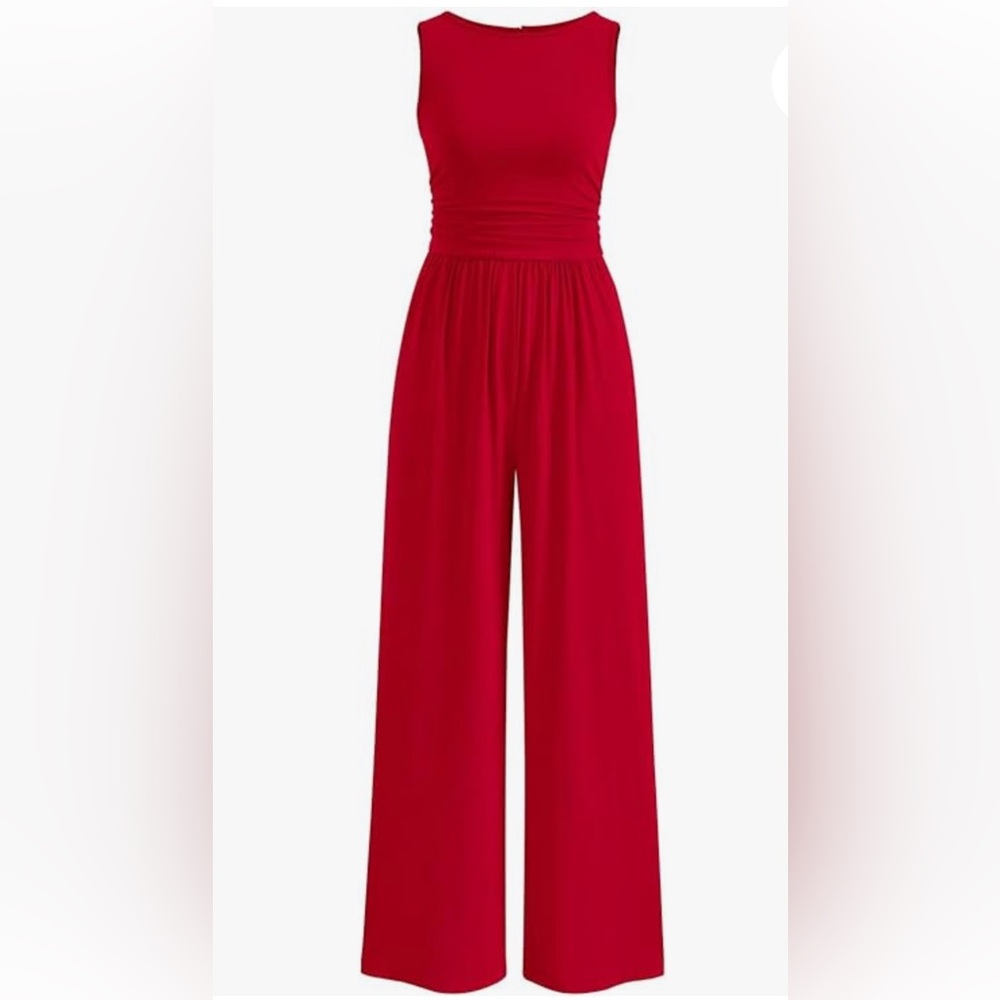 🆕OQQ Medium Elegant Red Sleeveless Jumpsuit